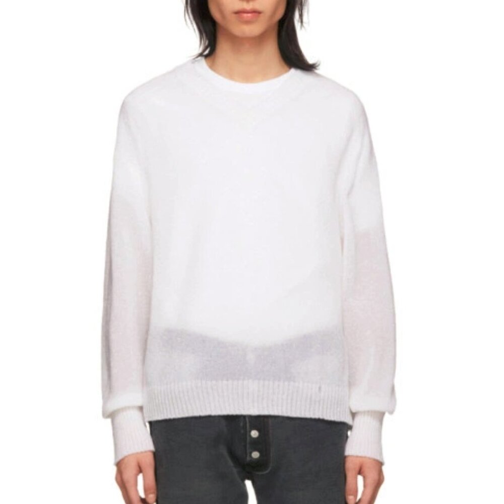 Our Legacy White Transparent Bubble Knit V-Neck Raglan Sweater
